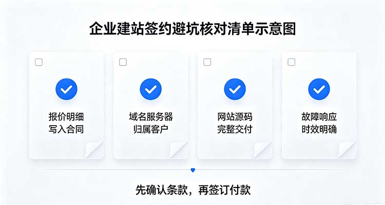 企业建站签约避坑核对清单示意图
